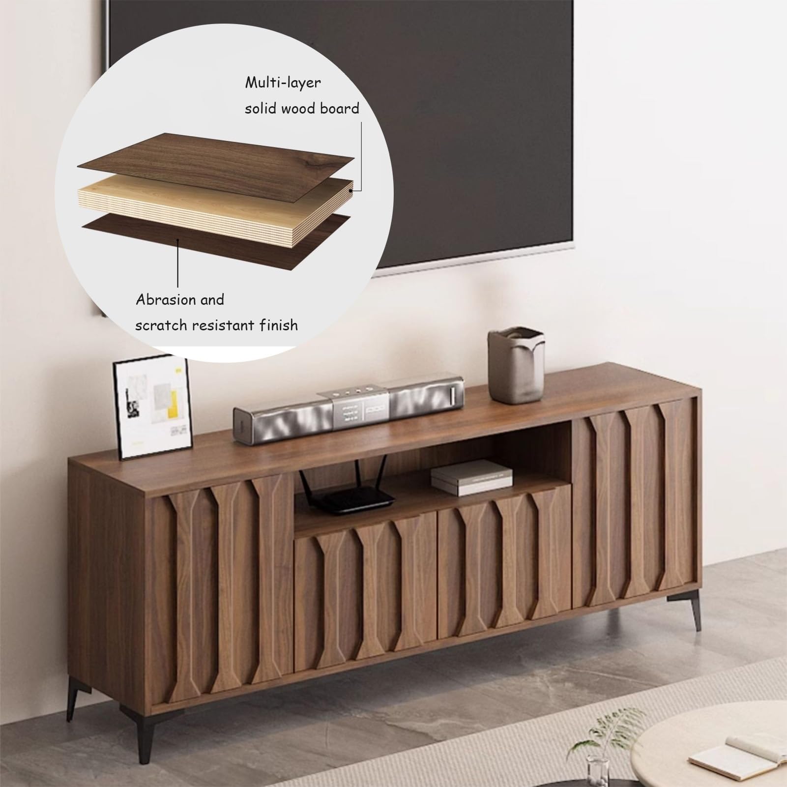 Amazon|JIAOCKJIAO 背の高いテレビ台、160×40×70cm、木製TVボード Amazon|JIAOCKJIAO 背の高いテレビ台、160×40×70cm、木製TVボード